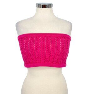 Misa Los Angeles Tia Strapless Pink Crochet Knit Top Size Large NWT